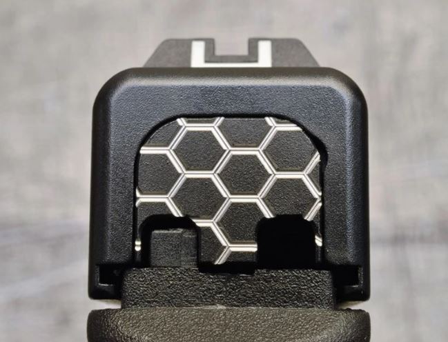 Milspin Custom Back Plate Honeycomb Standard Glock Stainless Steel With Black Coating 4300